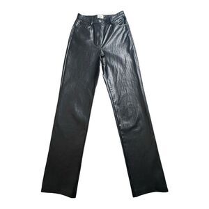 Aritzia Wilfred Womens Faux Leather Straight Leg‎ Pants Size 0 Black High Rise